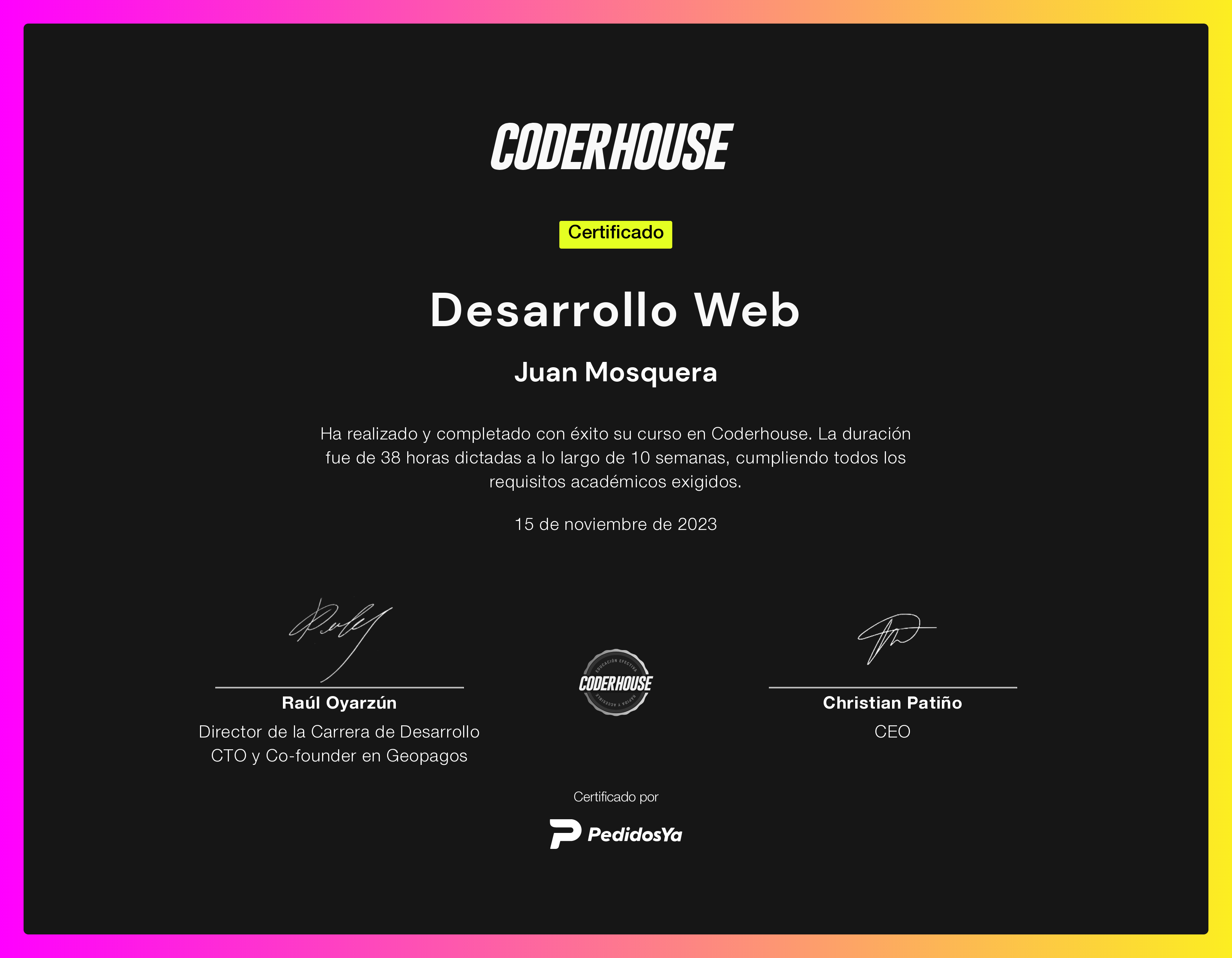 Certificate Web Development